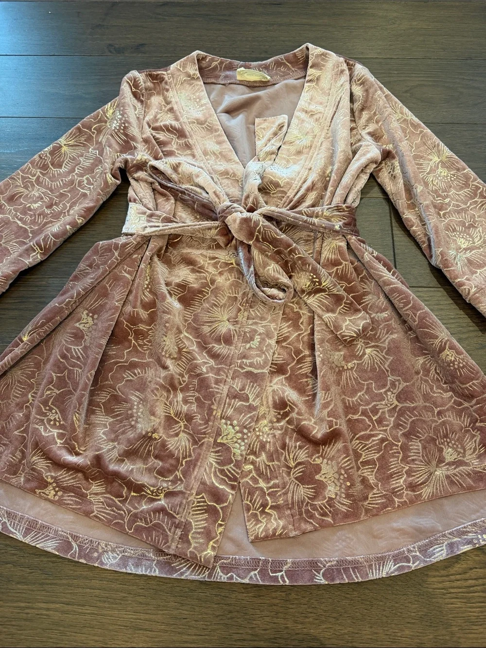 Mia Joy by Joyfolie Girls Velvet Floral Wrap Robe Size 6 - C36-204
